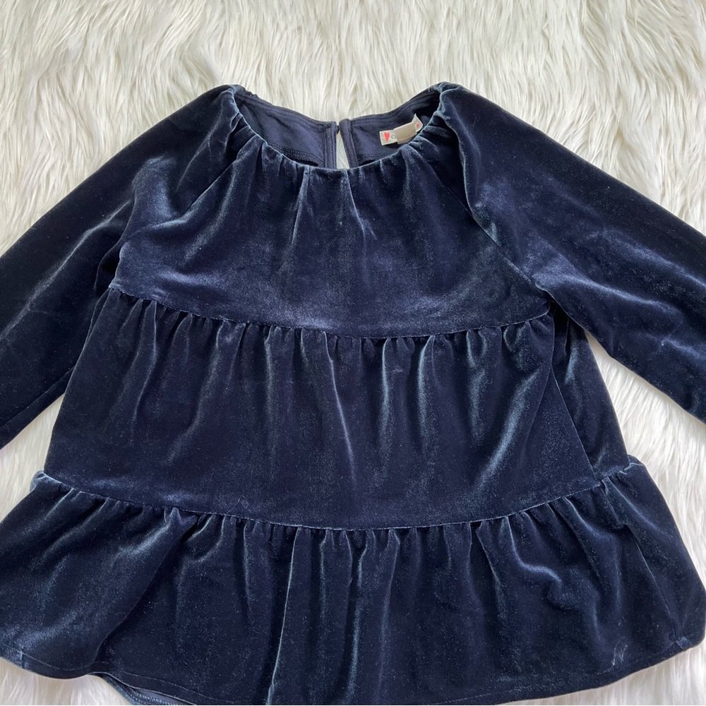 Crewcuts Navy Tiered Velour Top